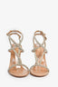 Aquazzura Beige Leather Crystal Wrap Heels Size 36