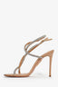 Aquazzura Beige Leather Crystal Wrap Heels Size 36