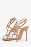 Aquazzura Beige Leather Crystal Wrap Heels Size 36