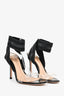 Gianvito Rossi Black Patent PVC Wrap Heeled Sandals Size 36.5