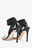 Gianvito Rossi Black Patent PVC Wrap Heeled Sandals Size 36.5