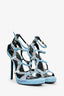 Versace Blue Suede Crystal Heels Size 36
