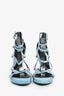 Versace Blue Suede Crystal Heels Size 36