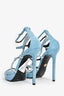 Versace Blue Suede Crystal Heels Size 36