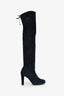 Stuart Weitzman Navy Suede Thigh High Heeled Boots Size 7.5