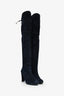 Stuart Weitzman Navy Suede Thigh High Heeled Boots Size 7.5