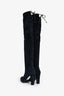 Stuart Weitzman Navy Suede Thigh High Heeled Boots Size 7.5