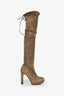 Stuart Weitzman Taupe Suede Thigh High Heeled Boots Size 7.5