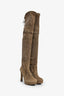 Stuart Weitzman Taupe Suede Thigh High Heeled Boots Size 7.5