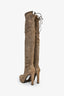 Stuart Weitzman Taupe Suede Thigh High Heeled Boots Size 7.5