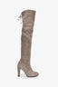 Stuart Weitzman Taupe Suede Thigh High Heeled Boots Size 8