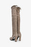 Stuart Weitzman Taupe Suede Thigh High Heeled Boots Size 8