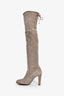 Stuart Weitzman Taupe Suede Thigh High Heeled Boots Size 8