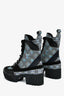 Louis Vuitton Blue/Black Leather Monogram Laureate Boots Size 6