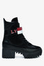 Louis Vuitton Black Suede Striped Combat 'Laureate' Boots Size 36