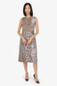 Salvatore Ferragamo Blue/Brown Wool/Mohair Leopard Print Sleeveless Dress Size M