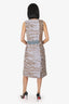 Salvatore Ferragamo Blue/Brown Wool/Mohair Leopard Print Sleeveless Dress Size M