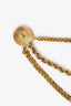 Celine Gold Tone Multi Chain Two Coin Brooch