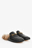 Gucci Black Leather Horsebit Loafer with Fur Size 37
