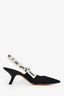 Christian Dior Black Tech Knit 'J'adior Kitten Slingbacks Size 38