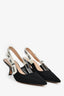 Christian Dior Black Tech Knit 'J'adior Kitten Slingbacks Size 38