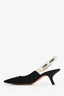 Christian Dior Black Tech Knit 'J'adior Kitten Slingbacks Size 38