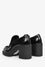 Prada Black Brushed Leather Platform Logo Plaque Loafers Size 37.5