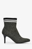 Stuart Weitzman Metallic Gold Knit Heeled Sock Booties Size 37.5