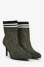 Stuart Weitzman Metallic Gold Knit Heeled Sock Booties Size 37.5