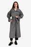 Max Mara Grey Nylon Long Belted Jacket Size 2
