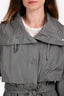 Max Mara Grey Nylon Long Belted Jacket Size 2