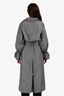Max Mara Grey Nylon Long Belted Jacket Size 2