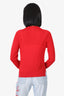 Simone Rocha Red Wool/Silk Embellished Cutout Merino Cardigan Size M