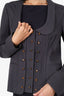 Valentino Navy Beaded Buttons Detail Wide Collar Blazer Size 46