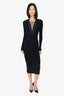 Balmain Black Rib Knit Lace Up Neckline Fitted Dress Size 36