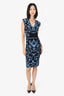 Versace Black/Blue Baroque-Intarsia Knot Sleeveless Midi Dress Size 40