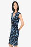 Versace Black/Blue Baroque-Intarsia Knot Sleeveless Midi Dress Size 40