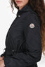 Moncler Navy Nylon Midi Cinched Waist Hooded 'Ombre' Jacket Size 0