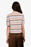 Veronica Beard Beige/Blue Cotton Blend Striped Short Sleeve 'Wyatt' Jacket Size 2