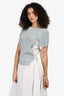 Sacai White/Grey Cotton Short Sleeve Midi Dress Size 2