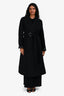 Louis Vuitton Black Wool Monogram Lined Belted Coat Size 38