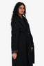 Louis Vuitton Black Wool Monogram Lined Belted Coat Size 38