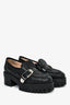 Gucci Black Leather GG Embossed Buckle Detail Platform Loafers Size 37