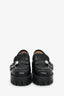 Gucci Black Leather GG Embossed Buckle Detail Platform Loafers Size 37