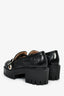 Gucci Black Leather GG Embossed Buckle Detail Platform Loafers Size 37