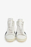 Saint Laurent White Leather 'Signature Palm Glitter' Sneakers Size 38.5