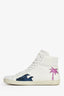 Saint Laurent White Leather 'Signature Palm Glitter' Sneakers Size 38.5
