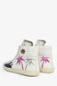 Saint Laurent White Leather 'Signature Palm Glitter' Sneakers Size 38.5