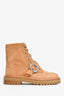 Jimmy Choo Caramel Suede Crystal Buckle 'Cora' Boots Size 37.5