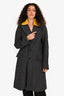 Plan C Grey/Yellow Wool/Cotton Blend Single Breasted Coat Size 36